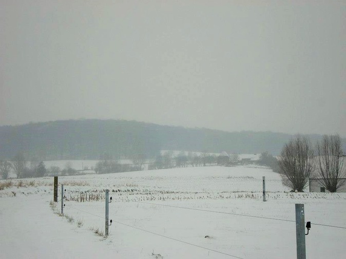 Les prés enclusiens sous la neige - Photo d'Yvette Rabo